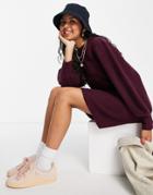 Miss Selfridge Puff Sleeve Knitted Mini Dress In Burgundy-red