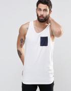 Only And Sons Skater Fit Tank With Contrast Pocket - White