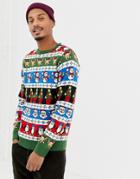 Threadbare Jacquard Holidays Sweater-green