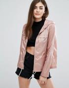 New Look Zip Front Rain Jacket - Pink