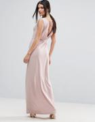 Asos Crepe V Back Cowl Front Maxi Dress - Cream