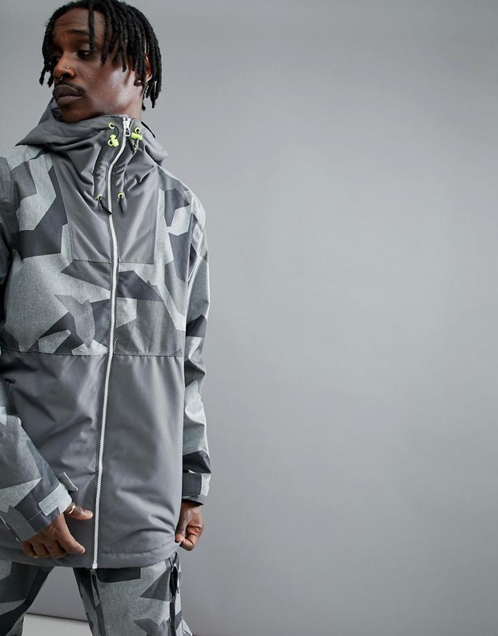 Wear Color Block Snow Jacket In Gray Camo - Gray