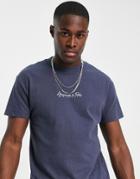 Abercrombie & Fitch Small Central Script Logo T-shirt In Navy