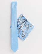 River Island Tie Set With Floral Print-blue