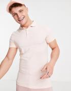 Asos Design Organic Muscle Fit Jersey Polo In Light Pink