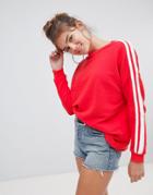 Pull & Bear Sweat With Stripe - Red