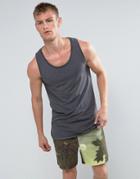 Asos Longline Muscle Tank With Bound Hem In Gray - Gray