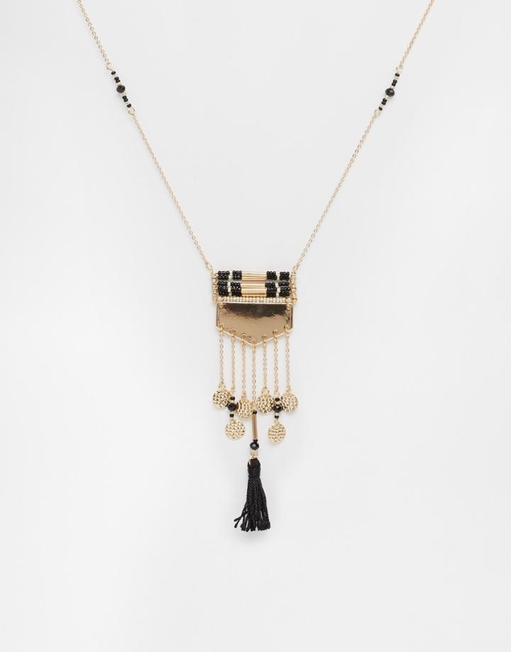 Asos Seedbead Charm Pendant Necklace - Gold