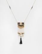 Asos Seedbead Charm Pendant Necklace - Gold