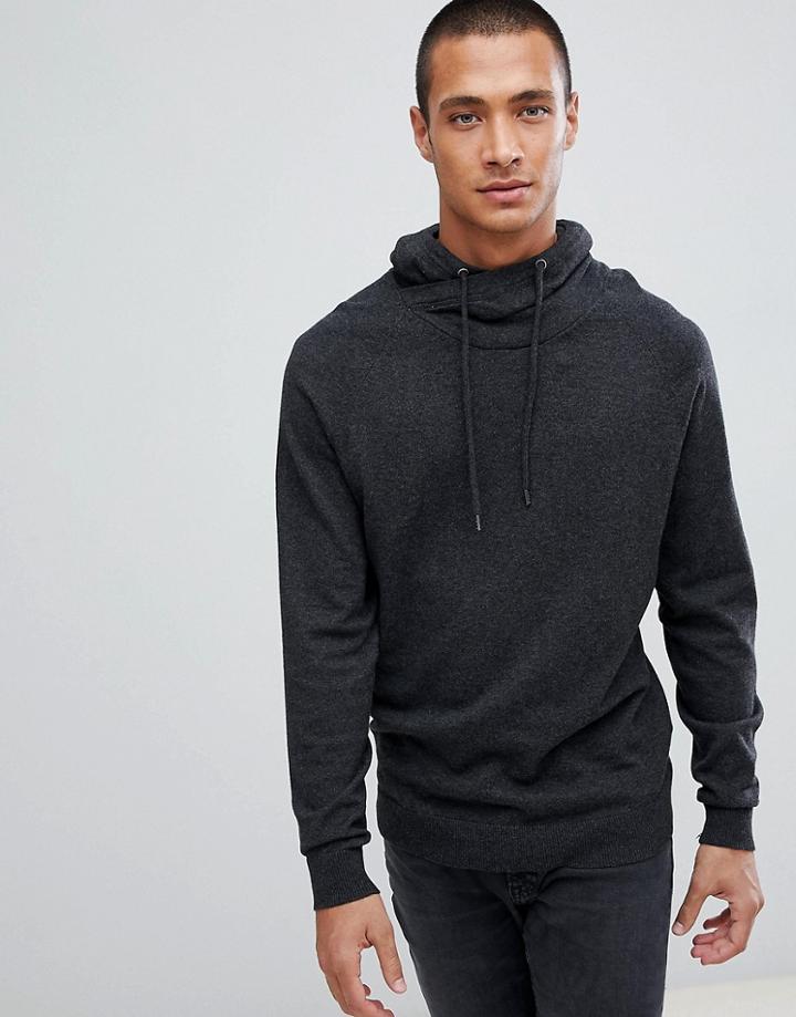 Esprit Cashmere Blend Funnel Neck Sweater In Gray - Gray