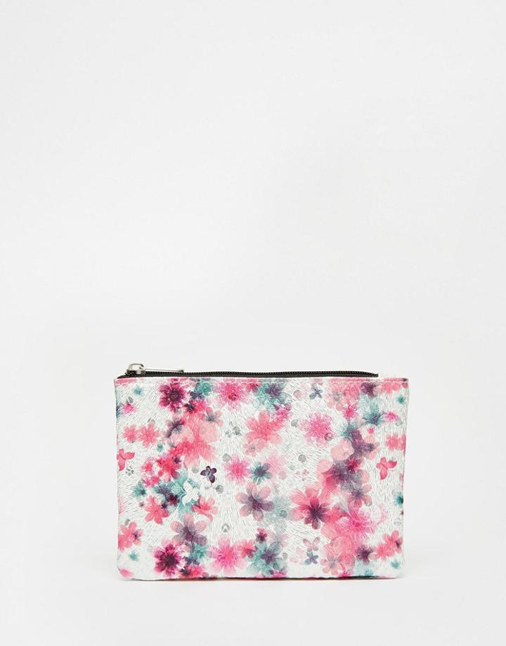 Asos Metallic Floral Zip Top Coin Purse - Multi