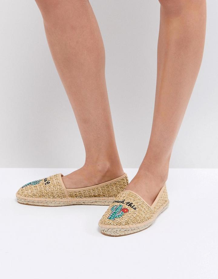 Asos Janeen Embroidery Cactus Espadrilles - Beige