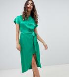 River Island Kimono Sleeve Waisted Midi Shift Dress - Green