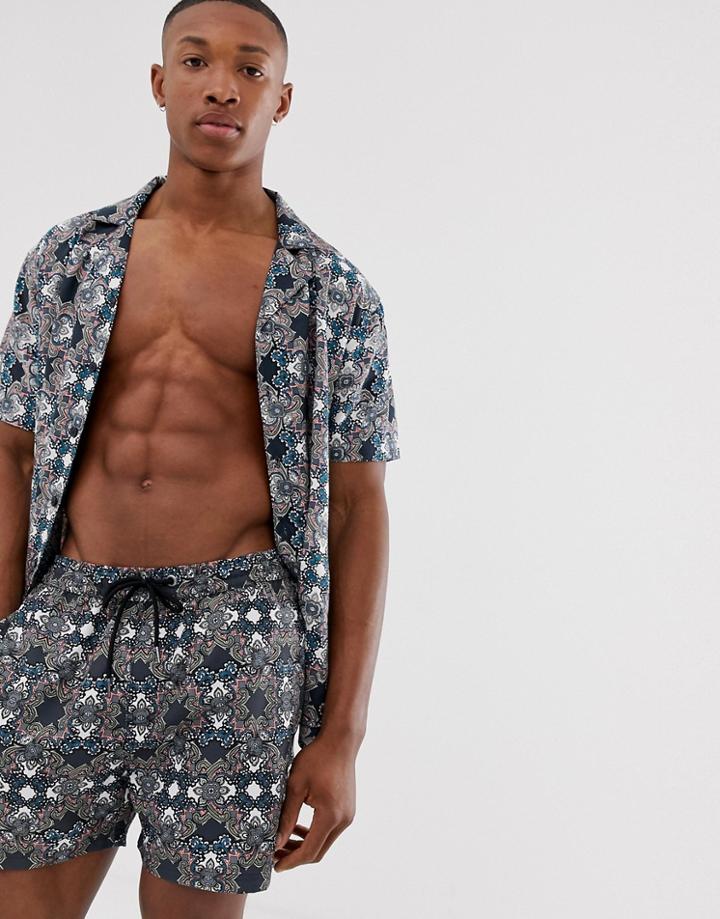 Another Influence Two-piece Geo Print Swim Shorts-navy