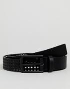 Asos Slim Belt In Black Faux Leather With Perforated Holes - Black