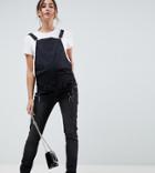 Supermom Maternity Boyfriend Overalls - Black