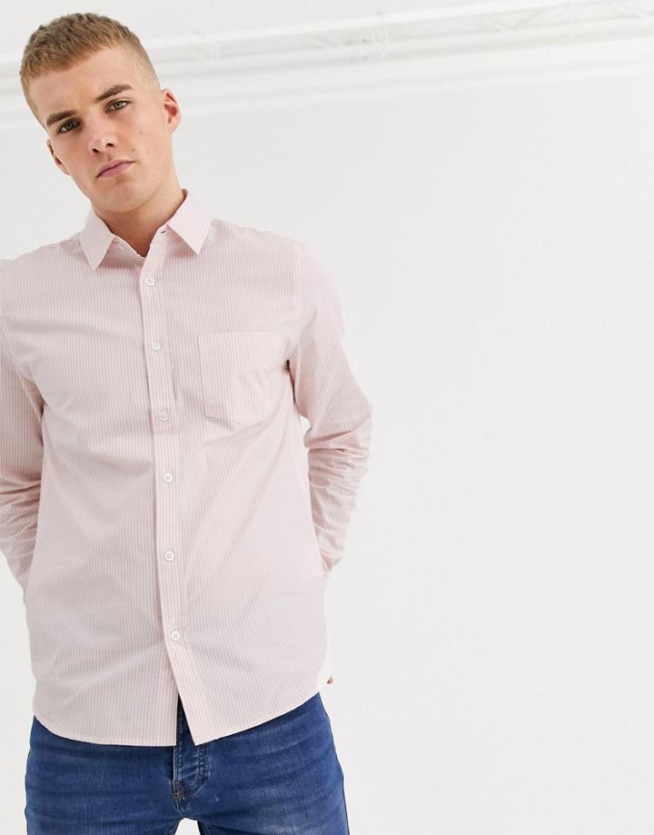 Process Black Pinstripe Slim Fit Shirt-pink