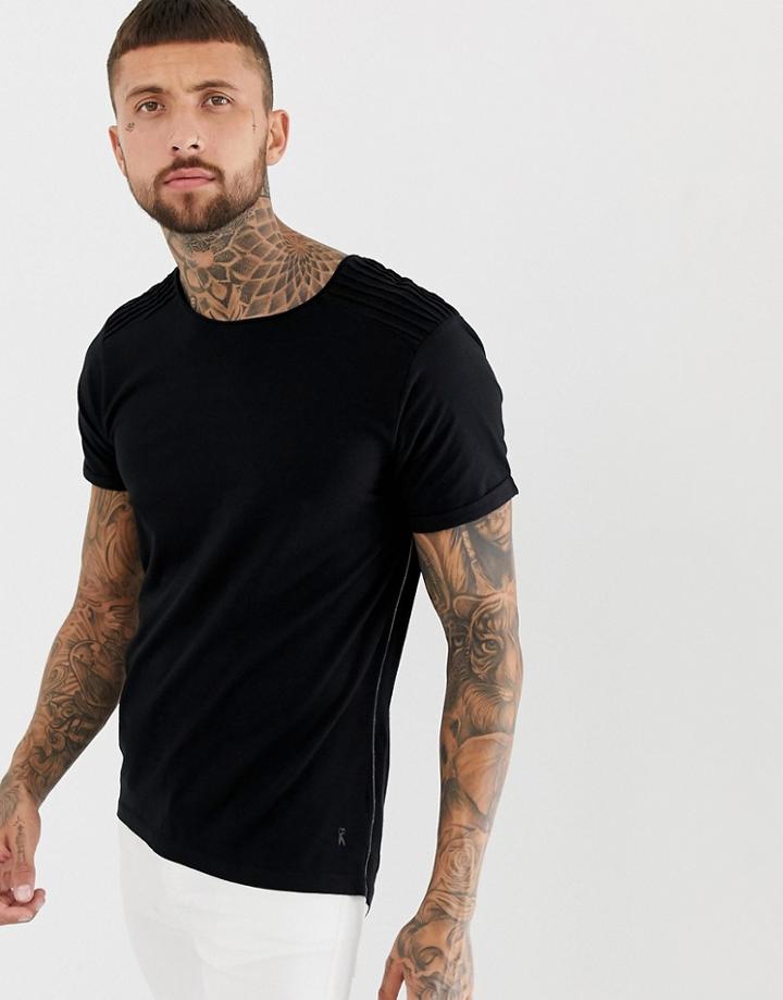 Ringspun Scoop Hem Ribbed T-shirt - Black