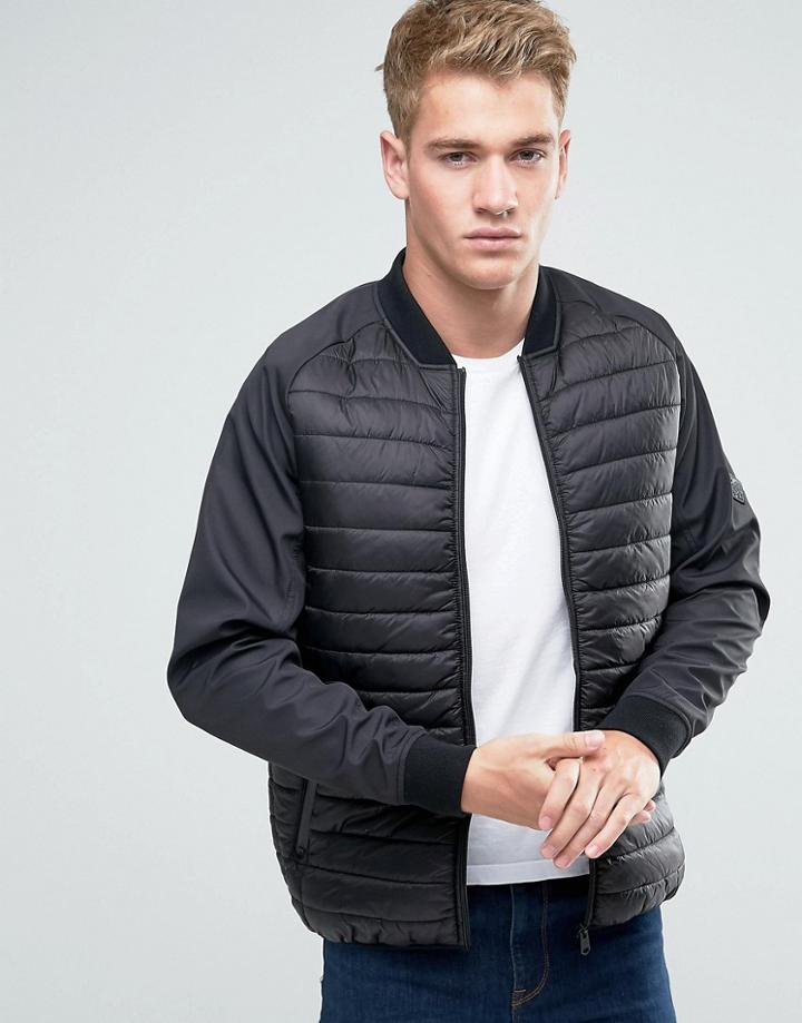 Threadbare Quilted Zip Thru Jacket - Black