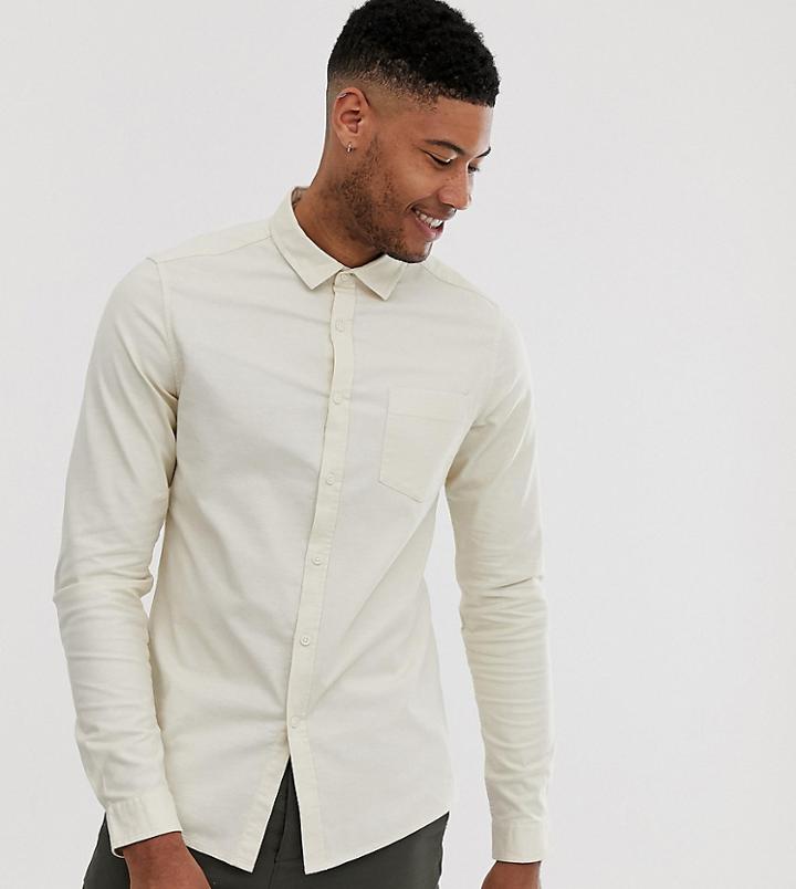 Asos Design Tall Regular Fit Casual Oxford Shirt In Ecru - Cream