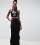 Asos Design Tall Sequin Top Maxi Dress - Black