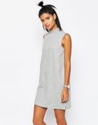 Asos Sleeveless Sweat Dress With High Neck - Gray