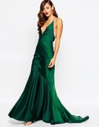 Asos Red Carpet Deep Plunge Soft Fishtail Maxi Dress - Red $108.00