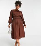 Ever New Curve Stretch Midi Dress In Chocolate Brown