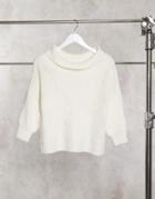 Miss Selfridge Bardot Sweater In Cream-white