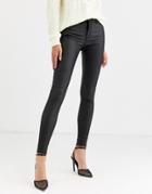 Vero Moda Coated Skinny Jeans In Black - Black