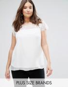 Junarose Plus T-shirt With Lace Sleeves - White