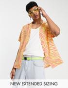 Asos Design Relaxed Deep Revere Shirt In Neon Yellow And Pink Zebra Print