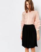 Sister Jane Warwick Shirt With Frill Sleeve - Pink