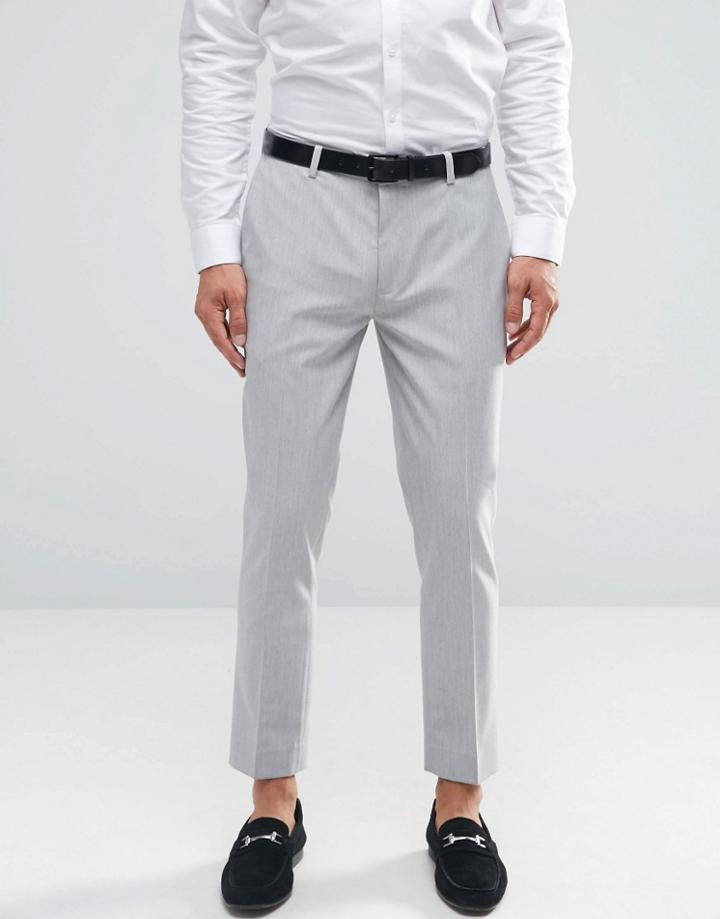 Asos Super Skinny Cropped Pants In Pale Gray - Gray