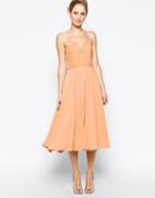 Jarlo Violetta Midi Dress With Lace Bodice - Orange $47.00