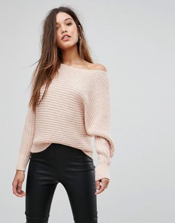 Forever New Slouchy Off Shoulder Sweater - Pink