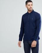 Farah Nolan Pop-over Half Button Shirt In Indigo - Blue