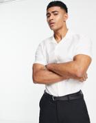 Topman Smart Textured Short Sleeve Revere Shirt-white