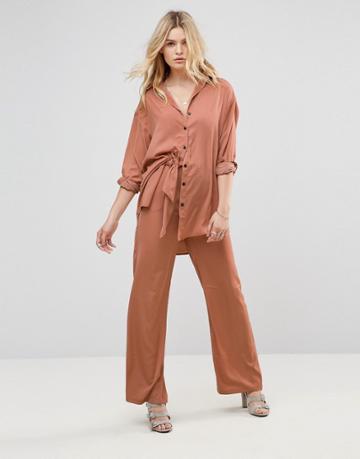 None The Rocher Wasson Silk Blend Wide Leg Pants - Pink