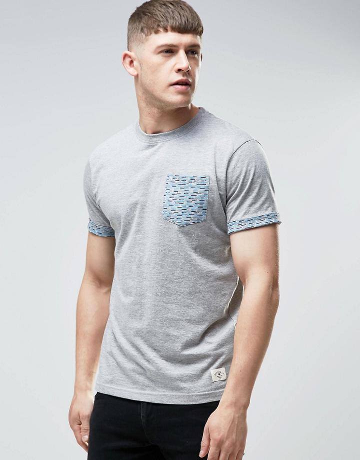 Bellfield T-shirt With Printed Pocket - Gray