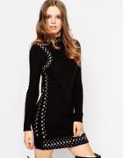 Asos Dress With Stud Detail In Knit - Black