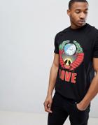 Love Moschino T-shirt In Black With Globe Print - Black
