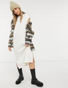 Asos Design Super Soft Midi Dress With Pocket Detail In Winter White