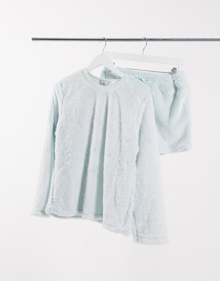 Loungeable Short Faux Fur Twosie In Mint-green