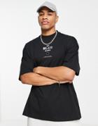 Topman Extreme Oversized T-shirt With Textured Bel Air Print In Black