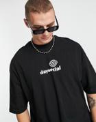 Asos Daysocial Oversized T-shirt With Chest Print In Black