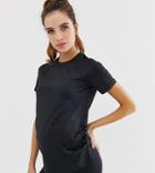 Asos 4505 Maternity Short Sleeve Top With Mesh Back Detail-black