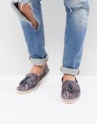Asos Espadrilles In Paisley Satin With Tassel - Navy