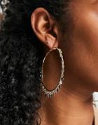 Asos Design Hoop Earrings With Disc Fringe Design In Gold Tone