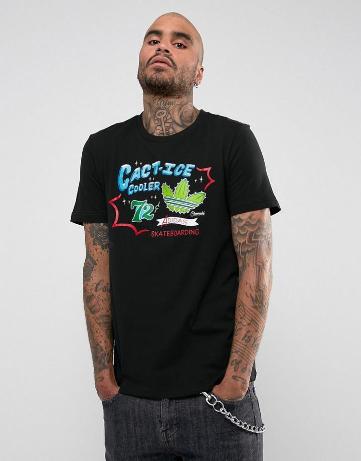 Adidas Skateboarding Printed T-shirt In Black Br4968 - Black